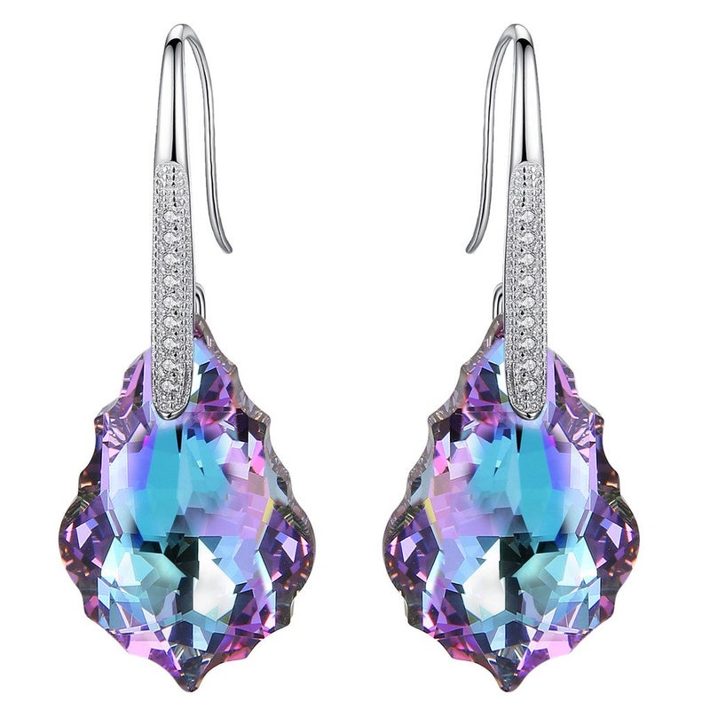 EleQueen 925 Sterling Silver CZ Baroque Drop Hook Earrings Vitrail Light Made with Austrian Crystals, Valentine's Day/Mother's Day/Christmas Jewelry Gift - Image 1